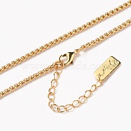 Brass Box Chain Necklaces, with Lobster Claw Clasps, Long-Lasting Plated, Word Hand Made, Real 18K Gold Plated, 24-1/4 inch(61.5cm)(NJEW-H206-03G)