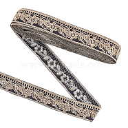 Ethnic Style Embroidery Polyester Ribbons, Jacquard Ribbon, Garment Accessories, Floral Pattern, Black, 1-1/8 inch(30mm)(OCOR-WH0060-33C)