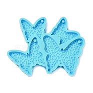 Butterfly DIY Pendant Silicone Molds, Resin Casting Molds, for UV Resin & Epoxy Resin Jewelry Making, Deep Sky Blue, 90x104x9mm, Hole: 3mm & 3.5mm, Inner Diameter: 29x27mm & 39x38mm(SIMO-C007-08)