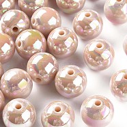 Opaque Acrylic Beads, AB Color Plated, Round, PeachPuff, 16x15mm, Hole: 2.8mm, about 220pcs/500g(MACR-S370-D16mm-34)