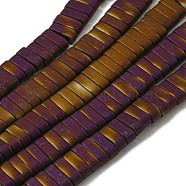 Electroplated Non-magnetic Synthetic Hematite Beads Strands, Rectangle, Matte Style, 2-Hole, Purple, 6x2x3mm, Hole: 1.2mm, about 199pcs/strand, 15.75 inch(40cm)(G-C106-B01-06A)