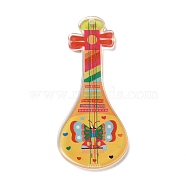 Instrument Theme Translucent Resin Big Pendants, Colorful Chinese Lute Pipa Charms, Butterfly, 54.5x24x2mm, Hole: 1.6mm(RESI-M037-03C)