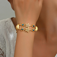 Fashionable Star & Bowknot Real 18K Gold Plated Alloy Synthetic Turquoise Link Bracelets for Women, 6-3/4 inch(17cm)(UO3899)