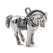 Tibetan Style Alloy Pendants, Horse Charms, Antique Silver, 34.5x40.5x11.5mm, Hole: 3mm(TIBE-L012-033AS)