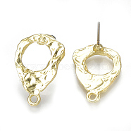 Alloy Stud Earring Findings, with Loop and Steel Pins, Teardrop, Light Gold, 19.5x14mm, Hole: 1.5mm, Pin: 0.7mm(X-PALLOY-S121-72)