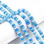 Handmade Polymer Clay Beads Strands, for DIY Jewelry Crafts Supplies, Flat Round, Deep Sky Blue, 6~7x3mm, Hole: 1.5mm, about 113~116pcs/strand, 15.55 inch~16.14 inch(39.5~41cm)(CLAY-N008-008T)