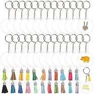 DIY Keychain Making Kit, Including Iron Split Key Rings, Acrylic Flat Round & Faux Suede Tassel Pendant Decorations, Mixed Color, 200Pcs/bag(DIY-YW0007-96)
