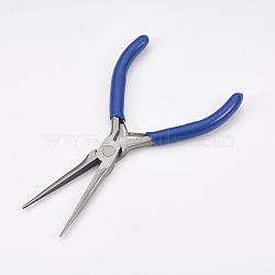 45# Carbon Steel Long Chain Nose Pliers, Hand Tools, Polishing, Royal Blue, Stainless Steel Color, 14x7.6x0.9cm(PT-L004-09)