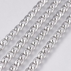 3.28 Feet 304 Stainless Steel Curb Chains, Unwelded, Stainless Steel Color, 4.5x3x1mm(X-CHS-G005-B-01P)