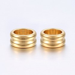 304 Stainless Steel Grooved Beads, Large Hole Beads, Column, Golden, 12x6mm, Hole: 8mm(STAS-E436-13G)