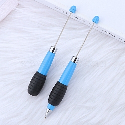 Plastic Retractable Ball-Point Pen, Beadable Pen, for DIY Personalized Pen with Jewelry Bead, Deep Sky Blue, 147~175x20mm(AJEW-P122-A07)