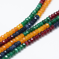 Natural White Jade Bead Strands, Dyed, Faceted, Rondelle, Colorful, 4~5x3mm, Hole: 0.5mm, about 115~120pcs/strand, 13.39~13.98 inch(34~35.5cm)(X-G-R343-2x4-43)