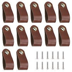 Gorgecraft 12 Sets Leather Handle, Jewelry Box Accessories, with Aluminum Screws, Brown, 143x24.5x10mm, Hole: 5mm(DIY-GF0004-64)