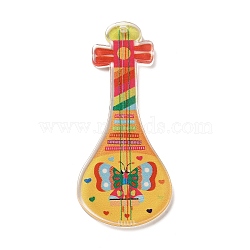 Instrument Theme Translucent Resin Big Pendants, Colorful Chinese Lute Pipa Charms, Butterfly, 54.5x24x2mm, Hole: 1.6mm(RESI-M037-03C)