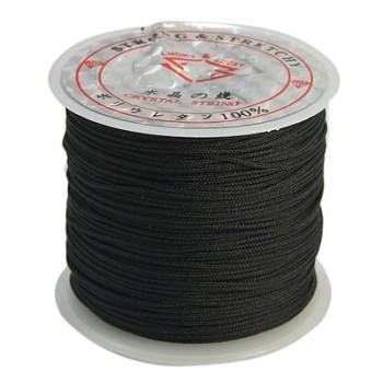 Nylon Jewelry Thread, with Nylon Wire inside, Round, Black, about 0.8mm in diameter, about 32.8 yards(30m)/roll