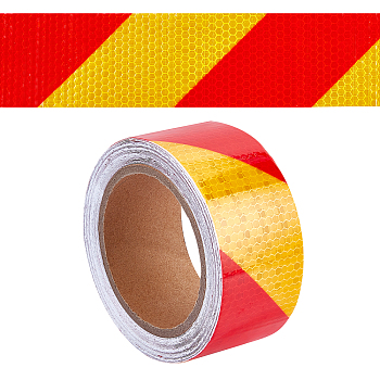 Waterproof EPT(Ethylene Propylene Terpolymer) & PVC Reflective Self-adhesive Tape, Traffic Safety Night Anti-Collision Warning Signs Stickers, Flat with Diagonal Pattern, Red, 50x0.4mm, about 10m/roll