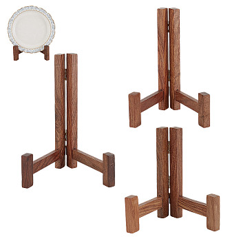3Pcs 3 Styles Solid Wood Photo Frame Hinged Stands, Plate Storage Easel Display, Chocolate, 11.3~13.1x8.3~10x12.7~17.8cm, 1pc/style