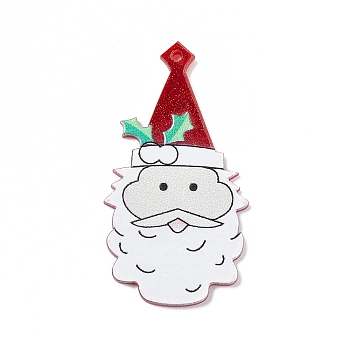 Christmas Theme Acrylic Pendants, Father Christmas, Santa Claus, 64.5x34x2mm, Hole: 2mm