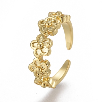 Adjustable Brass Toe Rings, Open Cuff Rings, Open Rings, Flower, Golden, US Size 4 1/4(15mm)