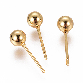 304 Stainless Steel Ball Stud Earrings, Hypoallergenic Earrings, Golden, 16x5mm, Pin: 0.8mm
