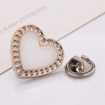 Plastic Brooch, Alloy Pin, with Enamel, for Garment Accessories, Heart, Snow, 21mm