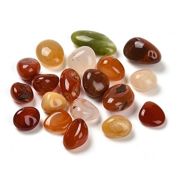 Natural Agate Dyed Nuggets Beads, Undrilled/No Hole Beads, Tumbled Stone, Vase Filler Gems, Mixed Color, 15.5~24.5x16~19x9~16mm, about 142pcs/1000g
