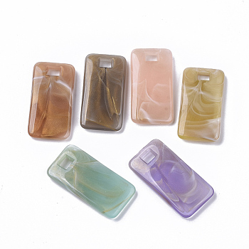 Acrylic Pendants, Two Tone, Rectangle, Mixed Color, 35x17.5x5mm, Hole: 3x4mm
