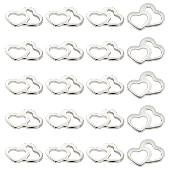 Unicraftale 304 Stainless Steel Charms, Heart to Heart, Stainless Steel Color, 14x20x1.5mm, 60pcs/box