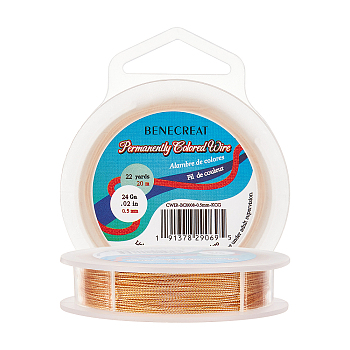 3 Strands Copper Craft Wire, Long-Lasting Plated, Twisted Round, Light Gold, 24 Gauge, 0.5mm, about 20m/roll