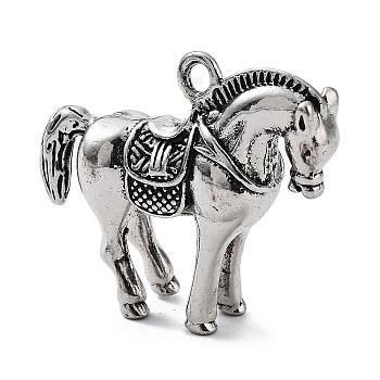 Tibetan Style Alloy Pendants, Horse Charms, Antique Silver, 34.5x40.5x11.5mm, Hole: 3mm