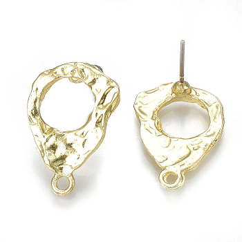 Alloy Stud Earring Findings, with Loop and Steel Pins, Teardrop, Light Gold, 19.5x14mm, Hole: 1.5mm, Pin: 0.7mm