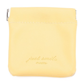 PU Imitation Leather Women's Bags, Square, Champagne Yellow, 8x8cm