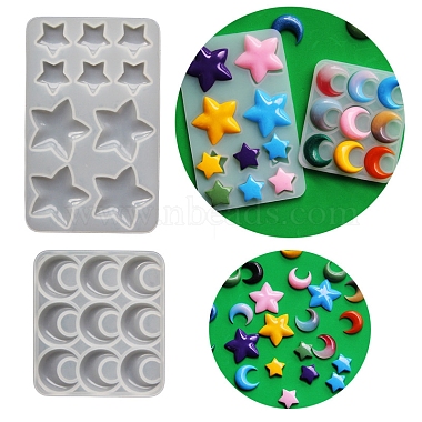 Star & Moon Cabochon Food Grade Silicone Molds(PW-WG69329-01)-2