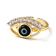 Lampwork Evil Eye Open Cuff Ring with Clear Cubic Zirconia(RJEW-L104-02G)-3
