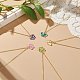 5 pièces 5 colliers pendentif papillon en verre de couleur sertis de chaînes de câble en laiton pour les femmes(NJEW-JN04091)-2