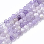 Natural Lavender Amethyst Beads Strands, Round, Faceted, 5mm, Hole: 0.8mm, about 78pcs/strand, 15.35 inch(39cm)(G-R465-06)