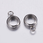 Tarnish Resistant 304 Stainless Steel Tube Bails, Loop Bails, Ring, Stainless Steel Color, 10x7x2.5mm, Hole: 1.6mm, Inner Diameter: 5mm(X-STAS-K146-050-5mm)