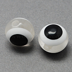 Round Evil Eye Resin Beads, Clear, 11.5~12x11mm, Hole: 2.5mm(RESI-R159-12mm-01)