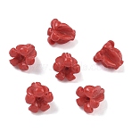 Synthetic Coral Carved Beads, Dyed, Flower, Red, 12x12.5x11.5mm, Hole: 1.4mm(CORA-K010-01H)