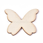 Unfinished Blank Wood Cabochons, Laser Cut Wood Shapes, Butterfly, Blanched Almond, 40.5x49x2.5mm(WOOD-WH0100-21A)