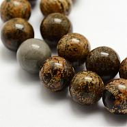 Natural Dendritic Jasper Beads Strands, Chohua Jasper, Round, 6mm, Hole: 1mm, about 62pcs/strand, 15.3 inch(39cm)(G-E382-07-6mm)