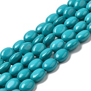 Natural Howlite Beads Strands, Dyed, Egg Shape, Turquoise, 9.5~10.5x7.5~8.5x5~5.5mm, Hole: 1.2mm, about 41~42pcs/strand, 15.59~16.26''(39.6~41.3cm)(G-B049-D01-01A)