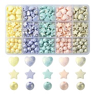 325Pcs Spray Painted Acrylic Beads, Rubberized Style, Mixed Shapes, Mixed Color, 8~10.5x8~11.5x4~8mm, hole:1~1.5mm(MACR-YW0002-55)