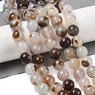 Natural Dendritic Agate Beads Strands, Round, 12mm, Hole: 0.8mm, about 33pcs/strand, 14.96''(38cm)(G-A248-A07-03)