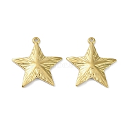 Ion Plating(IP) 304 Stainless Steel Pendants, Star Charm, Real 18K Gold Plated, 30x28x3mm, Hole: 2mm(STAS-R233-15G)