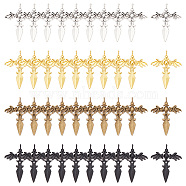40Pcs 4 Styles Alloy Pendants, Sword with Wing, Mixed Color, 44.5x34.5x2.5~3mm, Hole: 4mm, 10pcs/style(FIND-AR0004-12)