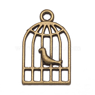 Tibetan Style Alloy Pendants, Cadmium Free & Nickel Free & Lead Free, Birdcage, Antique Bronze, 19x12x2mm, Hole: 2mm(PALLOY-A15345-AB-NF)