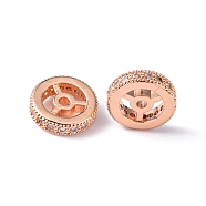 Brass Cubic Zirconia Beads, Rondelle, Rose Gold, 10x3mm, Hole: 1mm(ZIRC-F001-116RG)
