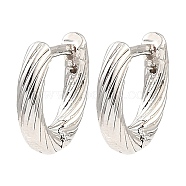 Brass Hoop Earrings, Twist Ring, Platinum, 11.5x13x2.5mm(EJEW-I289-04P)