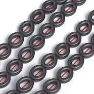 Non-magnetic Synthetic Hematite Beads Strands, Bead Frames, Frosted, Oval, 10.5x8.5x3.5mm, Hole: 0.8mm, about 40pcs/strand, 15.94 inch(40.5cm)(G-I273-09)